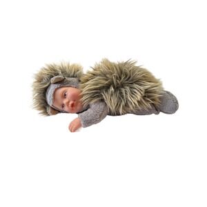 Anne Geddes Sleeping Baby Doll 9.5"‎ In Hedgehog Outfit